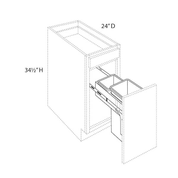 Kunal Kitchens Norfolk Shaker 15 in. W x 34.5 in. H x 24 in. D in Painted White Plywood Assembled Pullout Trash Can w/Soft Close