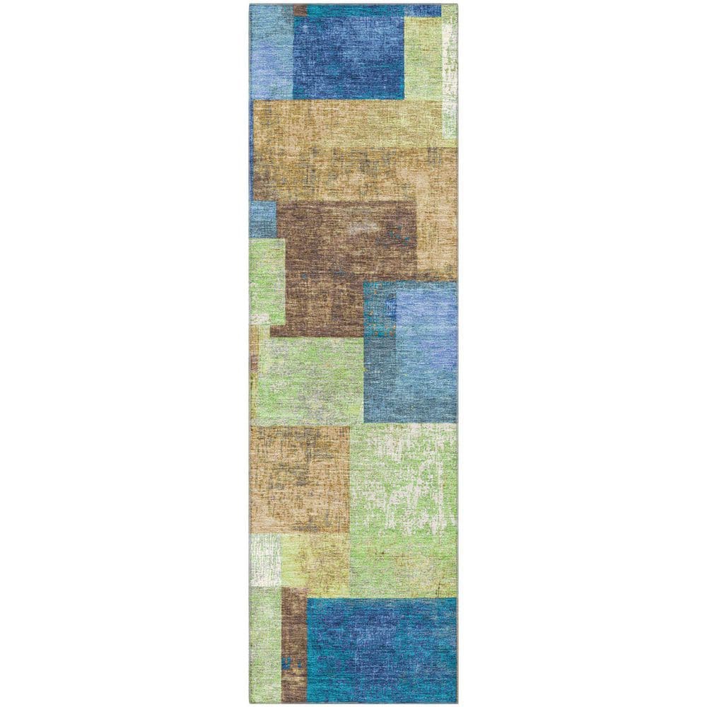 Mayfield Premium Machine Washable Abstract AMF1974 Blue 2 ft. x 7 ft. Runner Rug price history on PriceWatchPro