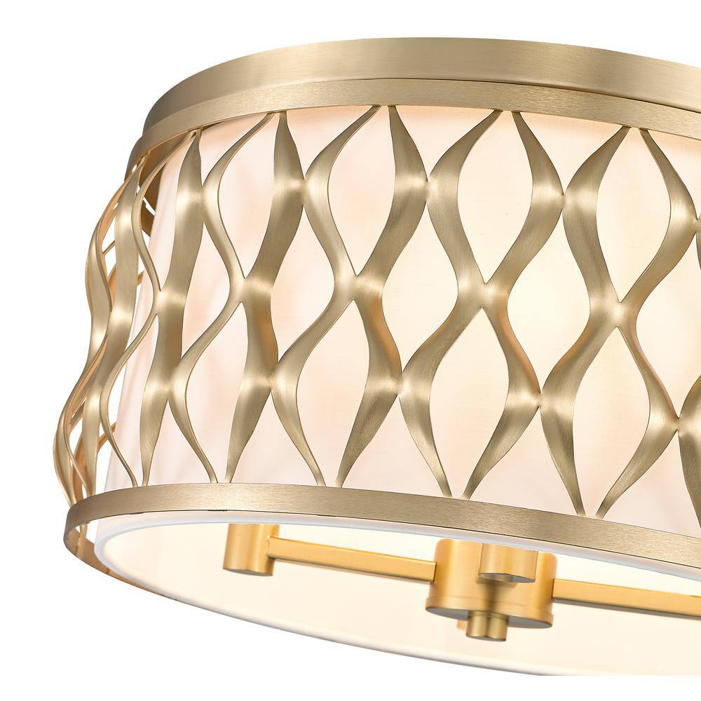Modern Gold and Glass Drum Flush Mount Ceiling Light