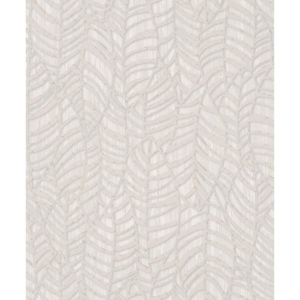 Unbranded Metallic Beige Botanical Leaves Design Vinyl on Non-Woven Non-Pasted Wallpaper Roll