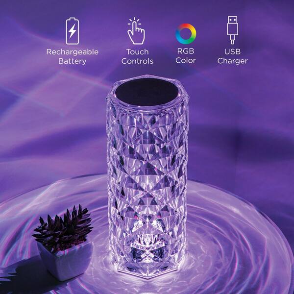 8.5 in. Crystal Indoor Touch Table Light Rose LH-ML001-999 - The