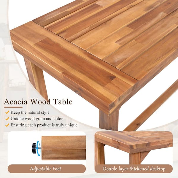 All-Weather 6-Piece Acacia Wood Outdoor Bar Set, Patio Dining Set