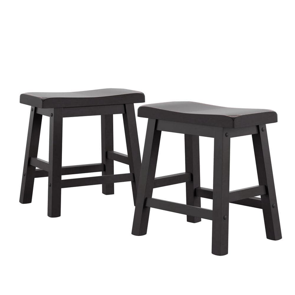 HomeSullivan Black Saddle Seat 18-Inch Backless Stools (Set Of 2 ...