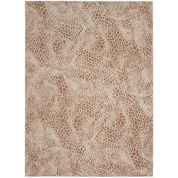 Nourison Desire Camel Silver 8 ft. x 10 ft. Animal print Contemporary Area Rug