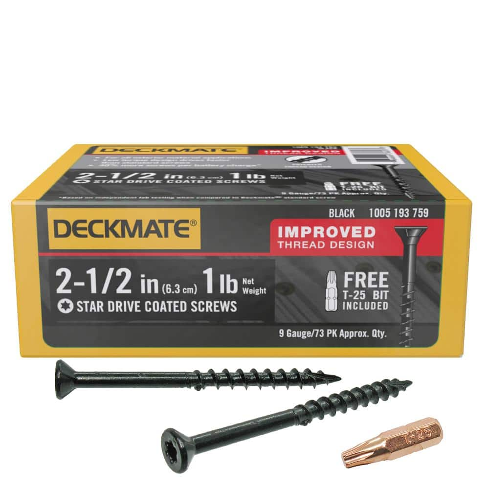 Deckmate #9 x 2-1/2 in. Black Star Flat-Head Wood Deck Screw (1 lb