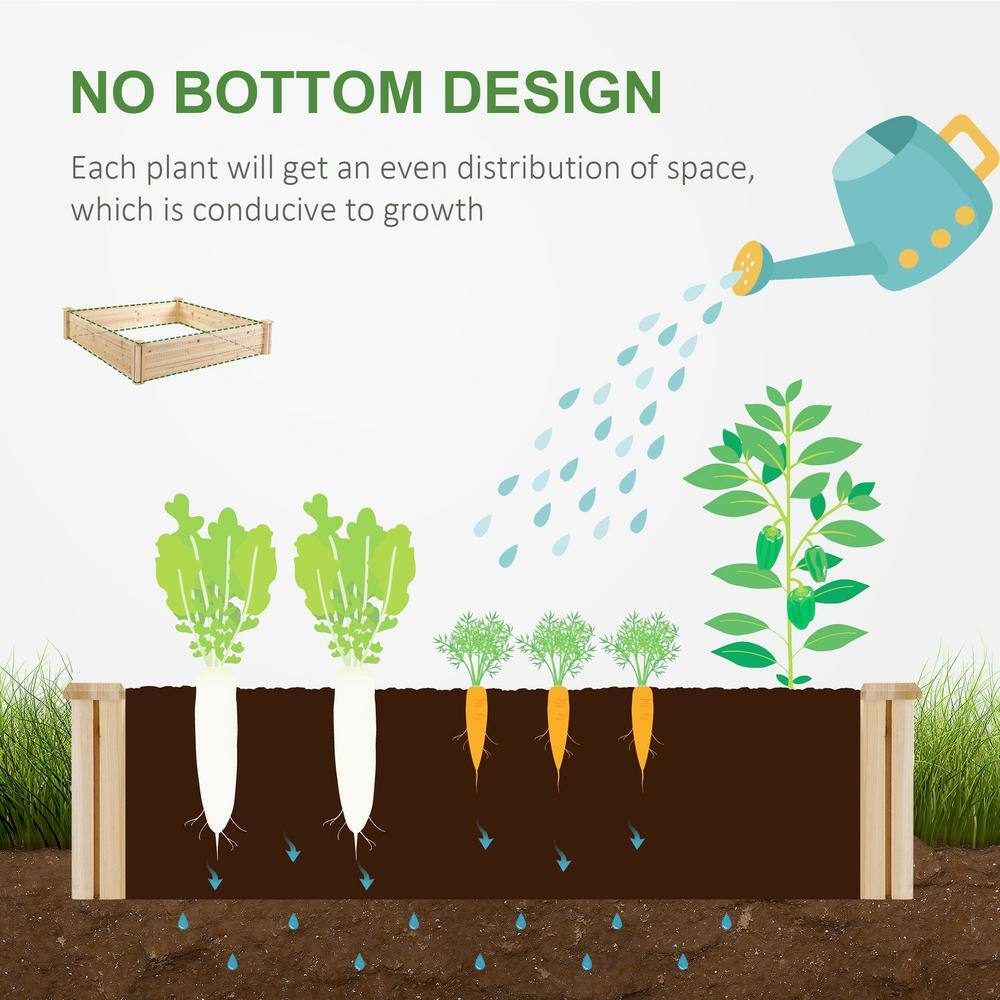 Natural Cedar Square Raised Garden Bed Kit with 9 Growing Grids