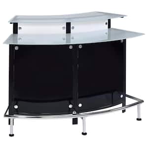 44 in. H Black Curved Back Metal Frame and Frosted Glass Top Bar Unit