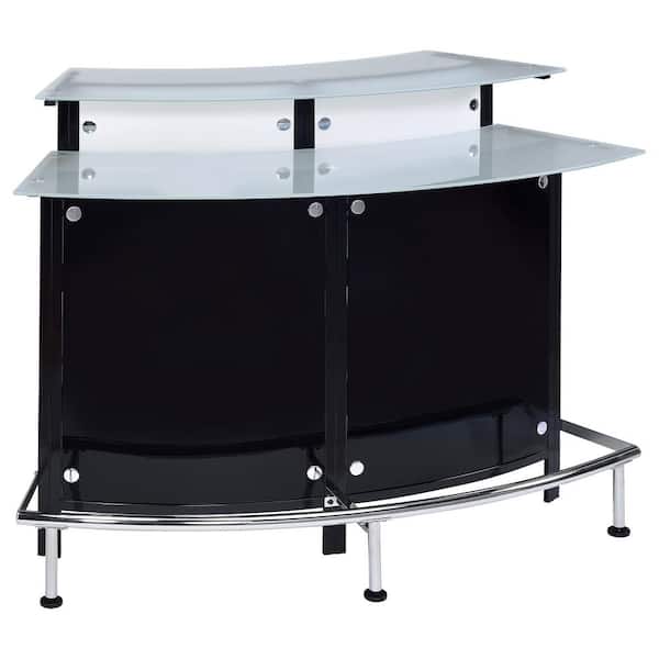 Coaster 44 in. H Black Curved Back Metal Frame and Frosted Glass Top Bar Unit