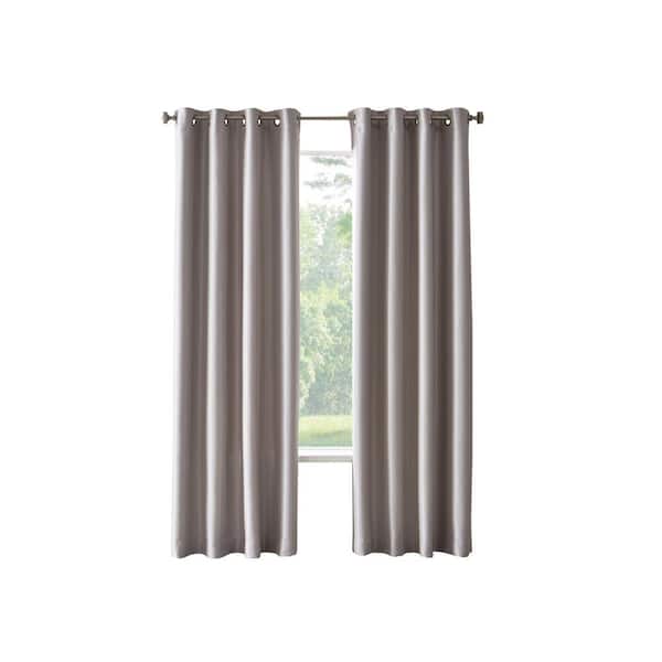THERMALOGIC Antique Satin Silver Pearl Polyester Faux Silk 52 in. W x 84 in. L Grommet Indoor Room Darkening Curtain (Single Panel)