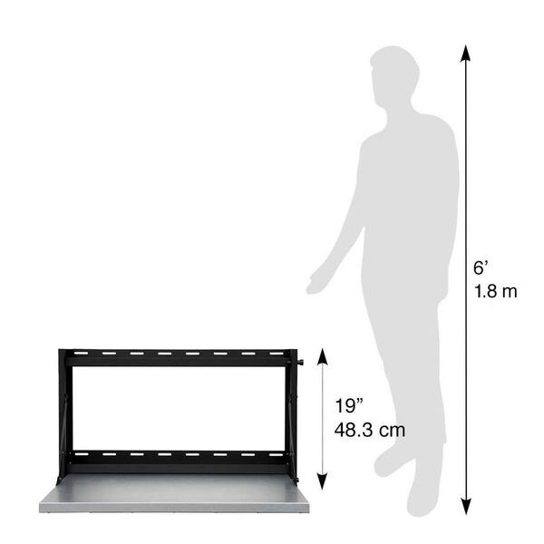 Montezuma Fold-Down Wall-Mounted Workbench with Shelves MFS3219B