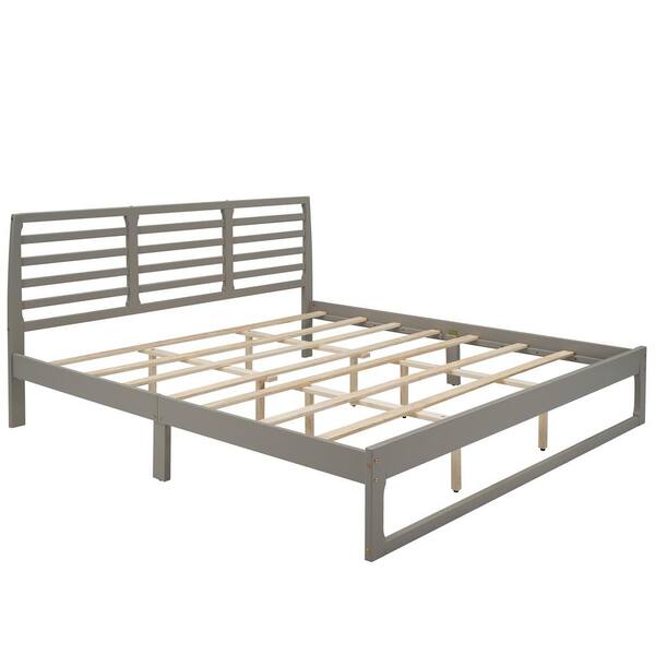 Eer Gray King Size Platform Bed With, Home Depot Headboard King Size