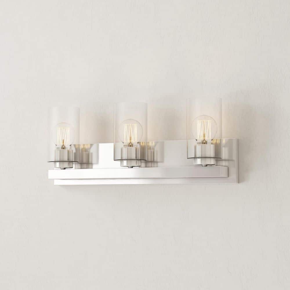 Goodwin Collection 21 in. 3-Light Brushed Nickel Modern Vanity Light with Clear Glass for Bathroom price history on PriceWatchPro