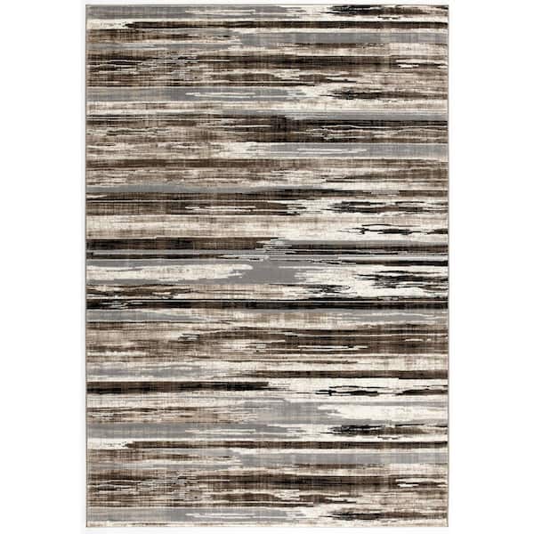 Montage Collection - Modern Runner Rug (5x8 feet) Abstract - 5'3" x 7'7", Beige