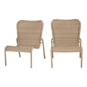 Brown Stationary Wicker Outdoor Lounge Chair (2-Pack)