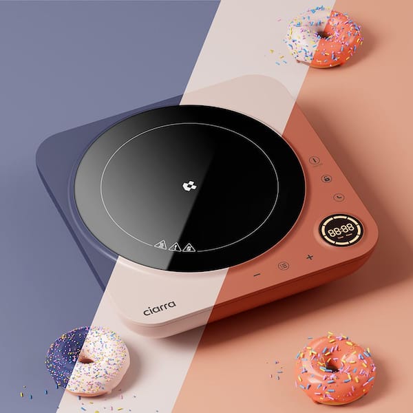 Donut 12 in. 1 Elements Ceramic Portable Induction Cooktop in Blue with 8 Power Levels and Timer, Tem Range at 176℉-464℉