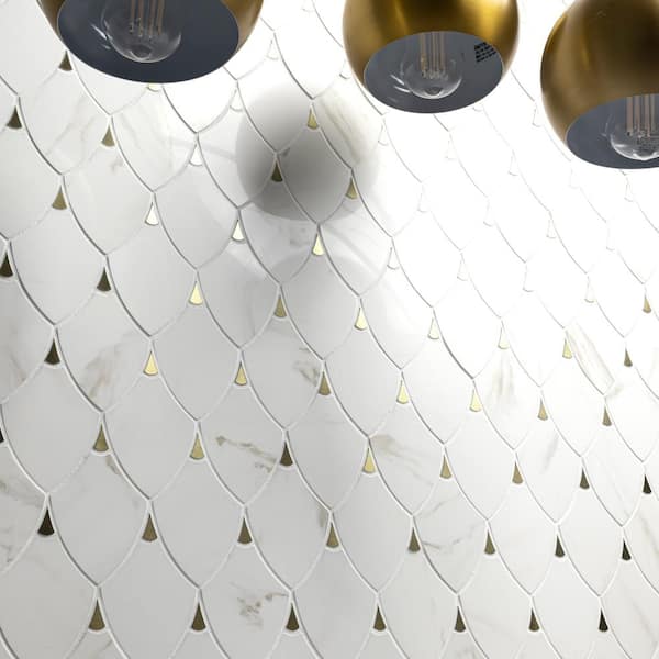 MSI Citadel Gold Trident 11 in. x 12 in. Recycled Glass/Metal Mesh