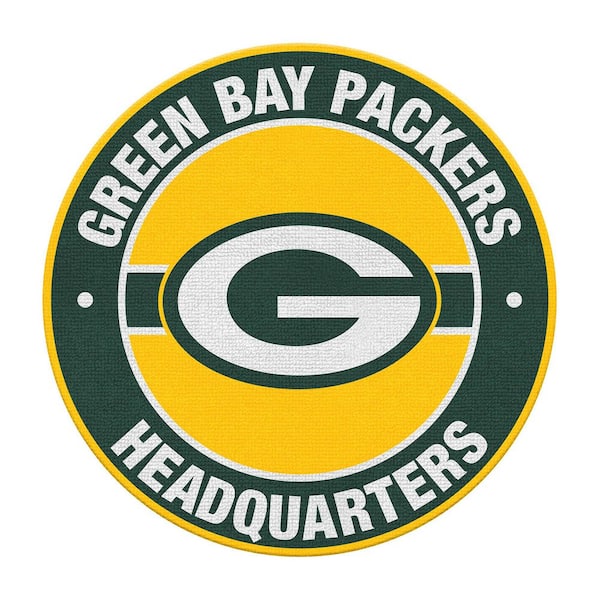 Green Bay Packers Headquarters Blue 6 ft. Classic Tufted Logo Nylon Round Indoor Area Rug