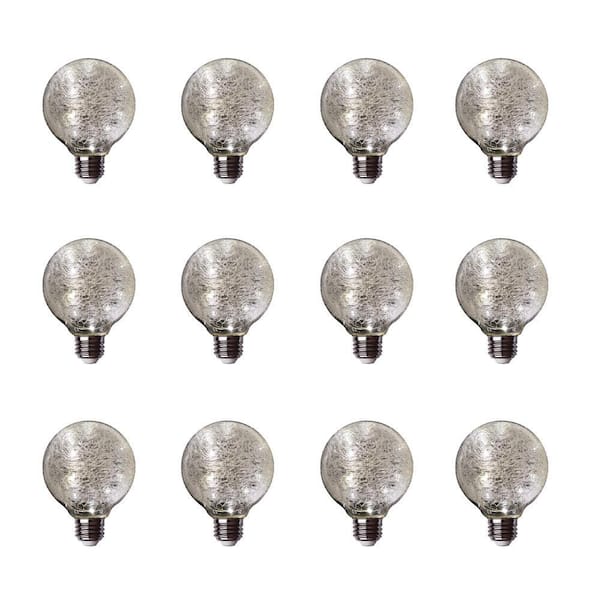 Feit Electric 11-Watt Equivalent G25 Globe Fairy Light Crackle Glass LED Light Bulb in Soft White (12-Pack)