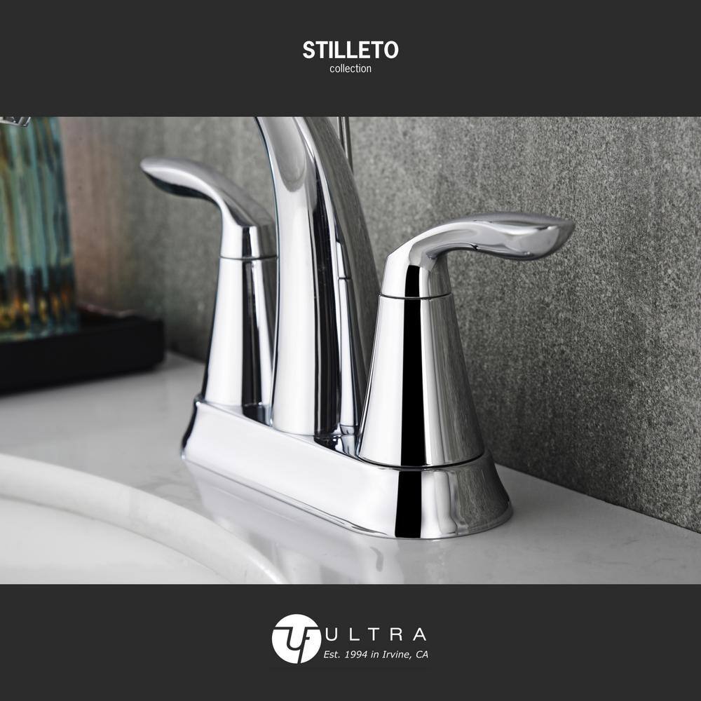 Polished Chrome Two-Handle Centerset Bathroom Faucet