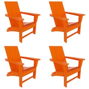 Shoreside Orange Folding Adirondack Chair (Set of 4)
