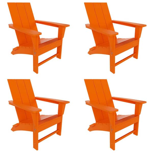 Shoreside Orange Folding Adirondack Chair (Set of 4)