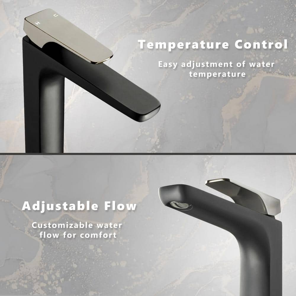 Matte Black High-Arc Brass Bathroom Faucet