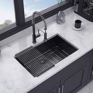 30 in. L x 18 in. W Undermount Single Bowl 18-Gauge Stainless Steel Kitchen Sink in Gunmetal Black