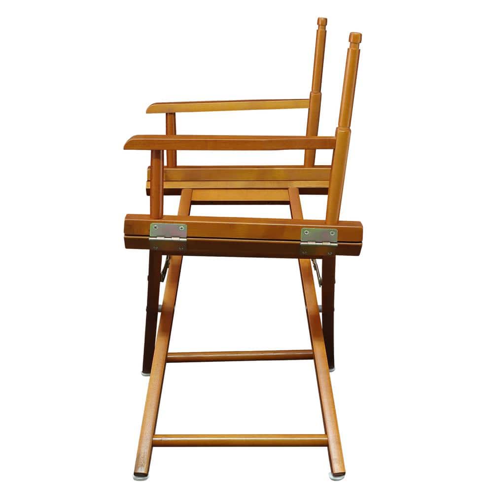 Honey Oak Foldable Director's Chair with Slat Back