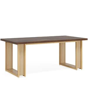 Capen 63 in. Rectangular Brown Wooden Conference Meeting Table, Executive Desk, Computer Desk for Home Office