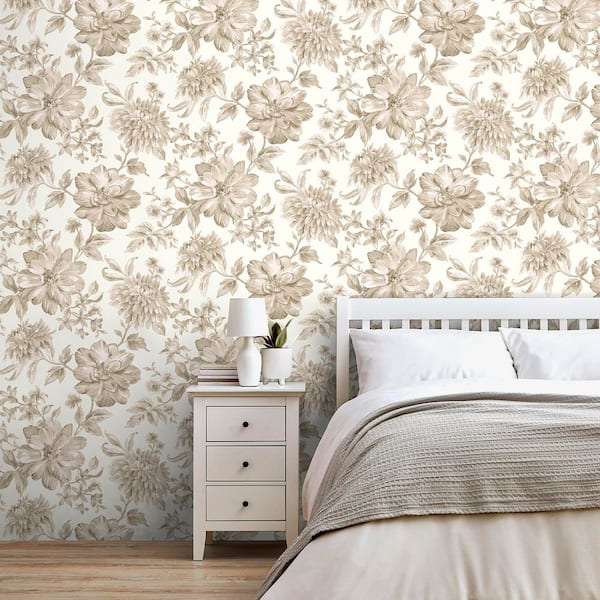 Gabriela Neutral Floral Non-Pasted Wallpaper, 56.4 sq. ft.