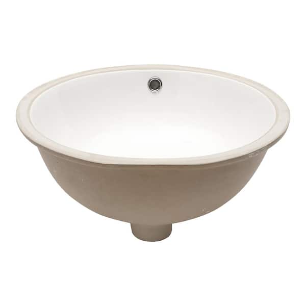 Unbranded AquaVista 19 in. x 16 in. Ceramic Oval Undermount Bathroom Sink in White with Overflow