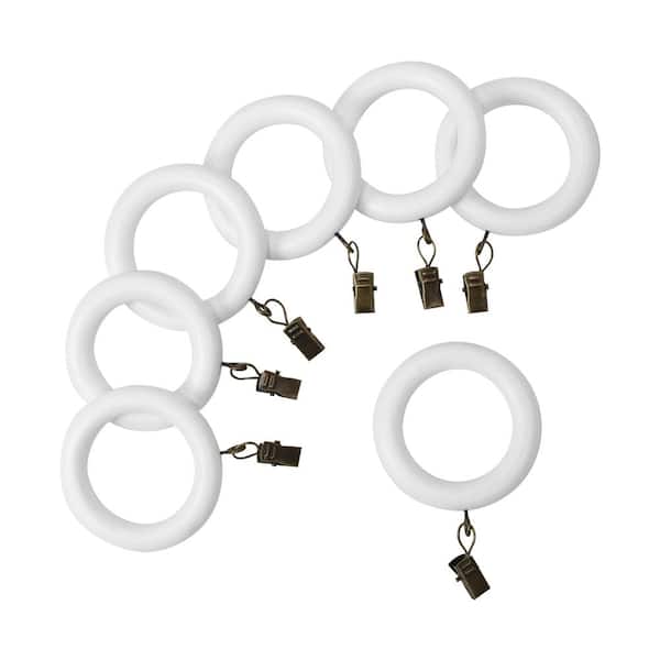 EMOH White Steel Curtain Rings with Clips (Set of 10) H1938-01 - The Home  Depot