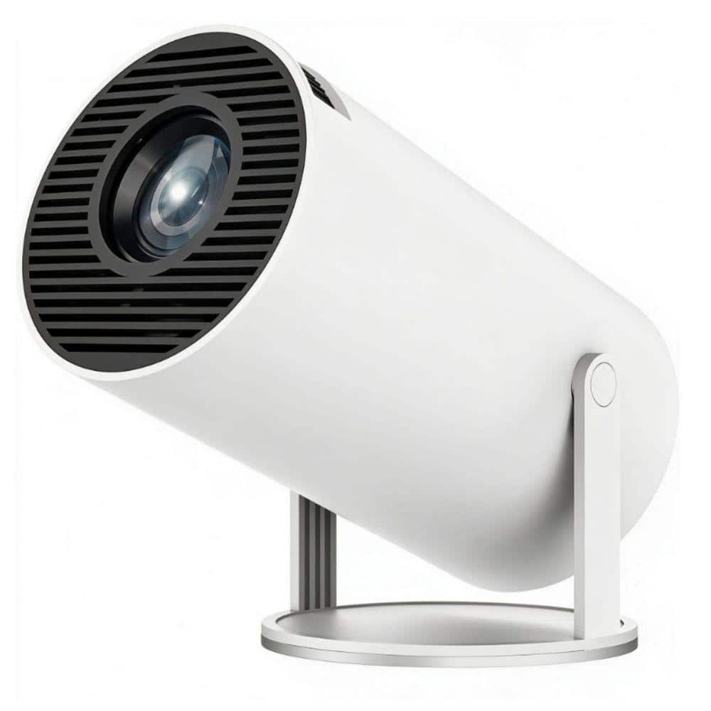 35 in. - 130 in. 4K Plastic Screen Video Projector Wall with Dual Band WIFI6 5G Wireless 5.2 Bluetooth Android 11, White