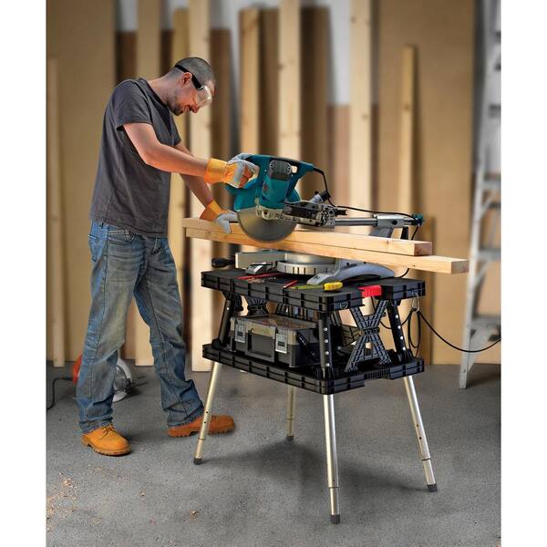 Keter - 21.65 in. x 33.46 in. 33.7 in. Folding Work Table with Adjustable Legs