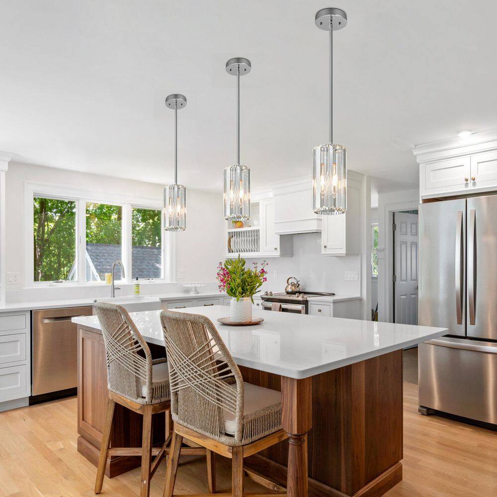 Home Lighting 1-Light Chrome Adjustable Pendant Light Fixture for Kitchen Island Dinning Room Corridor Bedroom, 3-Pack price history on PriceWatchPro