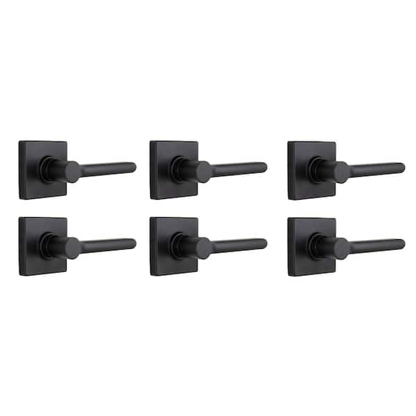 Tonebridge Matte Black Hall/Closet Passage Door Handle with Square Rose Contractor Pack (6-Piece)