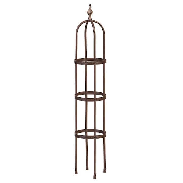 Evergreen Enterprises 60 in. Powder-Coated Steel Garden Obelisk Trellis - Bronze