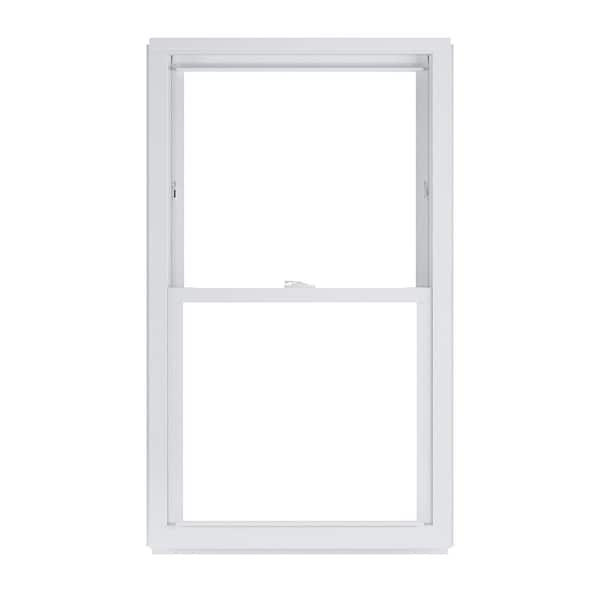American Craftsman 28 in. x 38 in. 50 Series Low-E Argon SC Glass Double Hung White Vinyl Replacement Window, Screen Incl