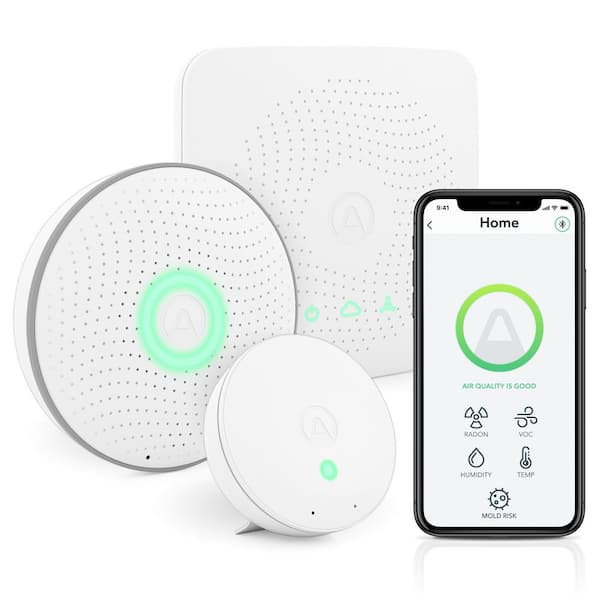 Airthings Whole Home Battery Operated Radon Detector and Indoor Air Quality Monitor Starter Kit