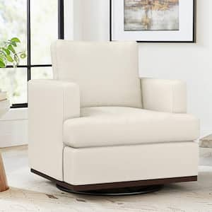 Bruno Oversized Modern Beige Fabric Upholstered Swivel Accent Chair with Wood Frame Swivel Arm chair