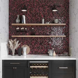 Red 11.3 in. x 11.3 in. Hexagon Polished and Matte Finished Glass Mosaic Tile (4.43 sq. ft./Case)