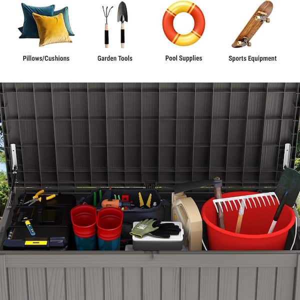 PATIOEASY 220 Gallons Water Resistant Resin Lockable Deck Box