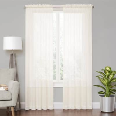 2Pc Sheer Voile Window Curtain Solid White Bedroom Living Room Panel Drape “84 