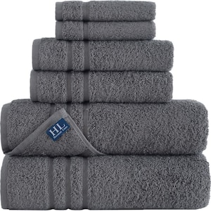 6-Piece Grey Turkish Cotton Bath Towel Set