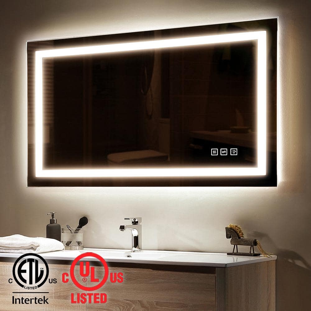 Ktaxon 40x24 Led Dimmable Bathroom Mirror LED Lighted Wall Mounted Mirror  for Bathroom Vanity Mirror with Touch Button and Anti-Fog Function  (Horizontal/Vertiacl) 