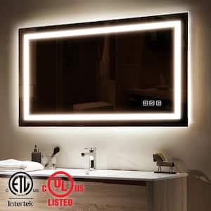 Classic 40 in. W x 24 in. H Rectangular Frameless Anti-Fog LED Light Wall Bathroom Vanity Mirror Front Light
