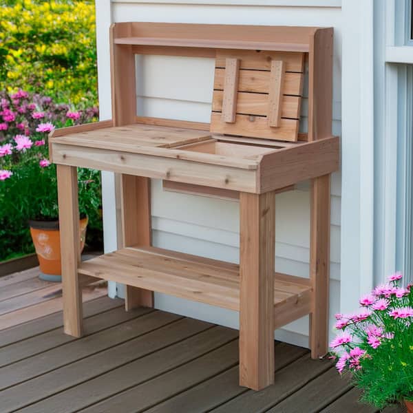Outdoor Living Today 4 ft. x 2 ft. Western Red Cedar Potting Bench