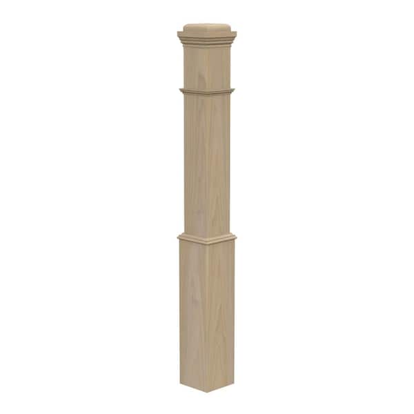 Stair Parts 4091 55 in. x 6-1/4 in. Unfinished Poplar Box Newel Post for Stair Remodel