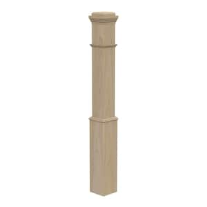 Stair Parts 4091 55 in. x 6-1/4 in. Unfinished Poplar Box Newel Post for Stair Remodel