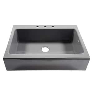 Josephine 34 in. 3-Hole Quick-Fit Farmhouse Apron Front Drop-in Single Bowl Gloss Gray Fireclay Kitchen Sink